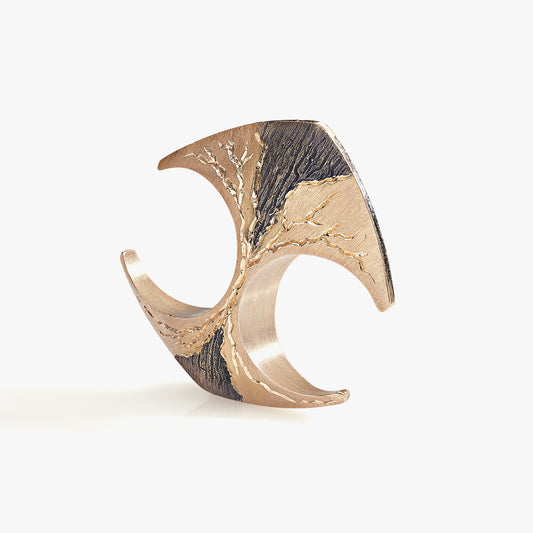 Luxury Ancora / Áncora ring handcrafted in 18K rose ethical gold with burned engravings—an intimate symbol of duality, unity, and timeless emotional connection by Riccardo Contini