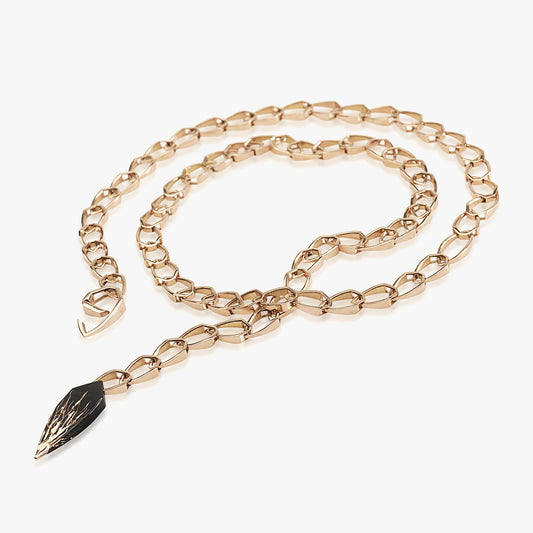 Luxury Eclissi Catena Andromeda necklace handcrafted in 18K ethical gold with burned engravings, blending cosmic symbolism and artisanal detail – designed by Riccardo Contini