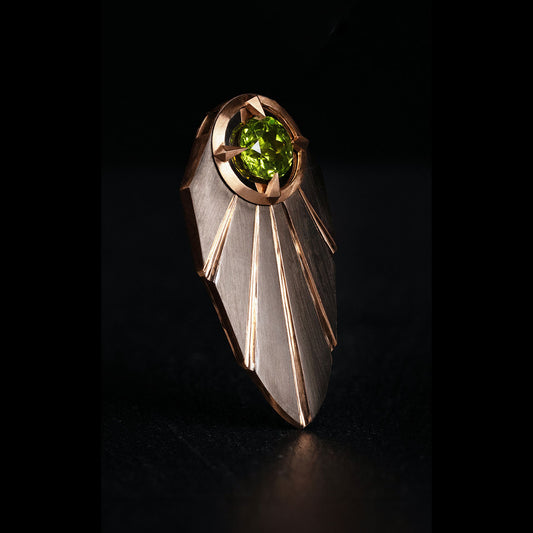 Luxury Eclissi di Sole Tribale pendant handcrafted in 18K rose ethical gold with burned, satin finish—radiating tribal elegance and solar inspiration, designed by Riccardo Contini