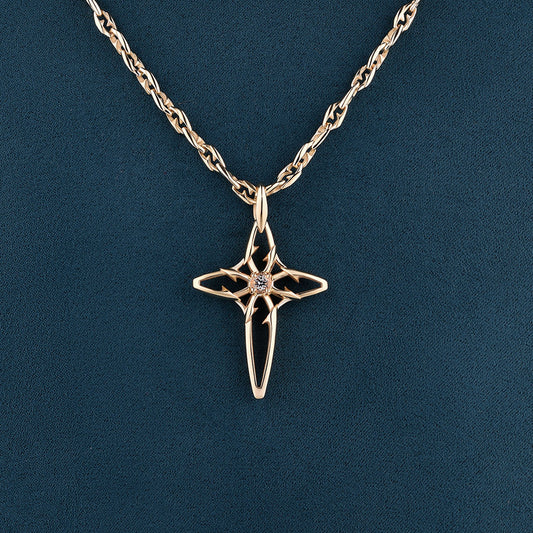 Luxury Incrociamo pendant necklace handcrafted in 18K yellow ethical gold with quartz, symbolizing the crossing of souls between divinity and instinct – designed by Riccardo Contini